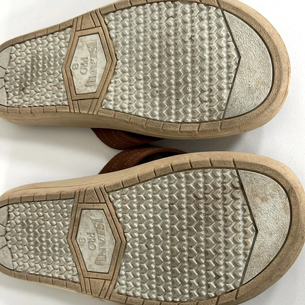 Island Slipper Ultimate Suede Flip Flop Sandals Brown Cognac Color Mens Size 8